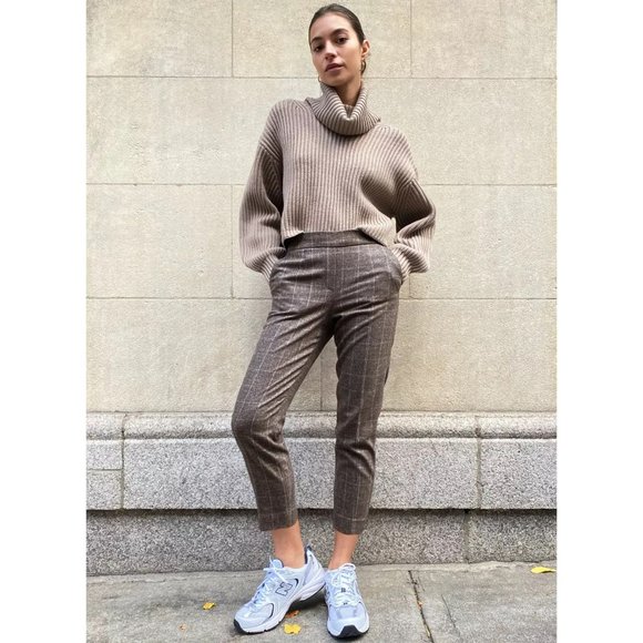 Aritzia Babaton Conan Cashmere Wool Stretch Dress Pant Crop Trousers Plaid Check - Picture 14 of 16